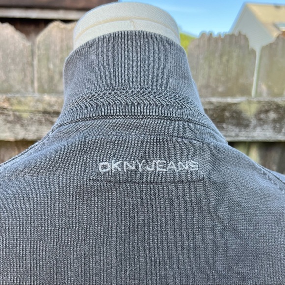 DKNY Zip Up Mock Neck Sweatshirt Grey - Picture 8 of 12